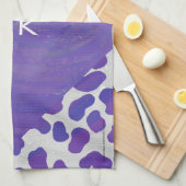 モノグラムダルマチアンパープルアンドホワイトプリント キッチンタオル (四つ折り)