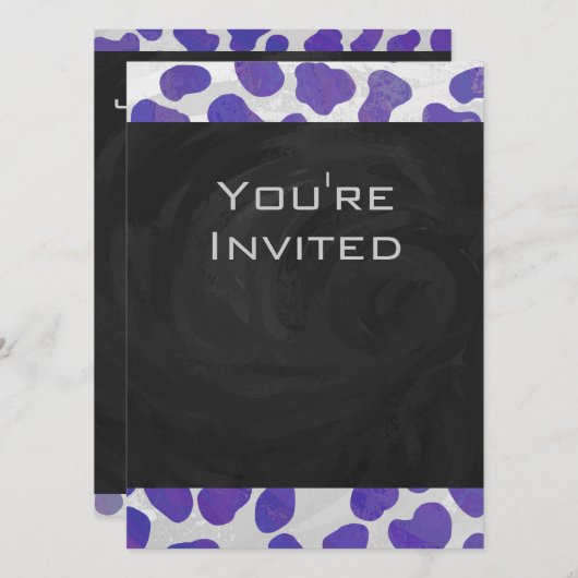 モノグラムダルマチアンパープルアンドホワイトプリント 招待状 (正面/裏面)