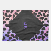 モノグラムダルマチアンブラックとピンク キッチンタオル (横)