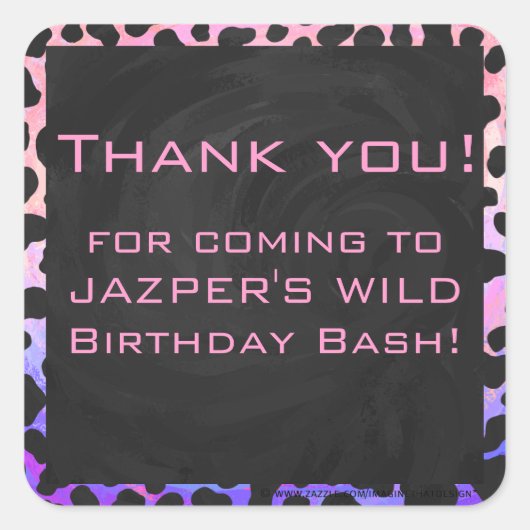 モノグラムダルマチアンブラックとピンク スクエアシール (正面)