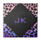 モノグラムダルマチアンブラックとピンク タイル (正面)