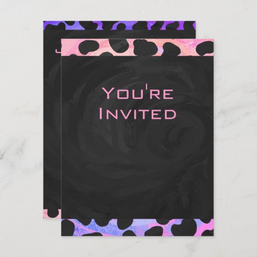 モノグラムダルマチアンブラックとピンク 招待状 (正面/裏面)