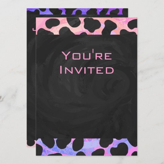 モノグラムダルマチアンブラックとピンク 招待状 (正面/裏面)