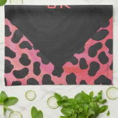 モノグラムダルマチアンブラックアンドレッド キッチンタオル (折り畳み)