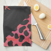 モノグラムダルマチアンブラックアンドレッド キッチンタオル (四つ折り)