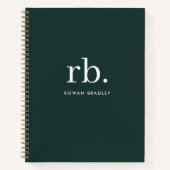 モノグラムダークグリーンスタイリッシュミニマモダンリスト ノートブック (正面)