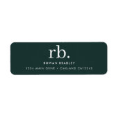 モノグラムダークグリーンスタイリッシュモダン差出人住所 ラベル (正面)