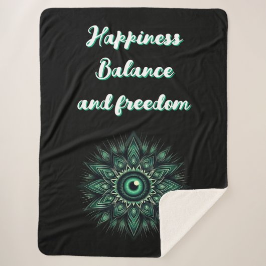 モノグラムダークグリーン邪悪な目のシンボル（黒） | シェルパブランケット (正面)