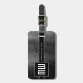 モノグラムダークグレーブラシ仕上げ鋼 ラゲッジタグ (正面縦)