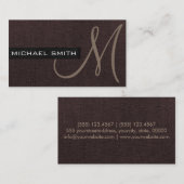 モノグラムダークブラウンエレガントキャンバス 名刺 (正面/裏面)