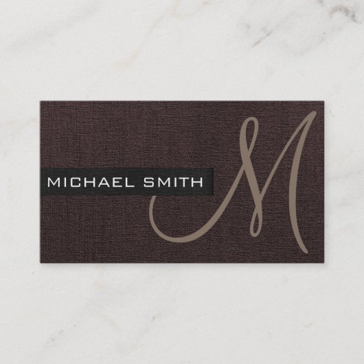 モノグラムダークブラウンエレガントキャンバス 名刺 (正面)
