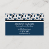 モノグラムダークブルーのサッカーボールパターン 名刺 (裏面)