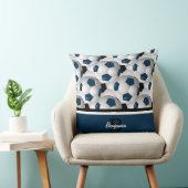 モノグラムダークブルー黒サッカーボールパターン クッション (椅子)