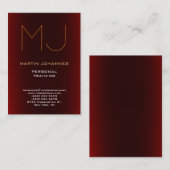 モノグラムダークレッドスポーツパーソナルトレーナー 名刺 (正面/裏面)