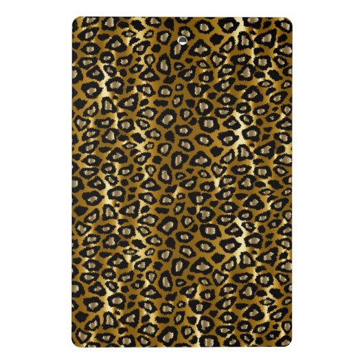 モノグラムダーク金ゴールド&ブラックレオパードパターン ミニクリップボード (裏面)