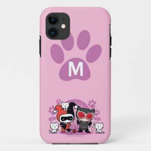 モノグラムチビ(小さくかわいく書いた感じ)ハーレークイン&キャットウィズネコ iPhone 11 ケース