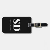 モノグラムツーイニシャルレトロエレガント白黒 ラゲッジタグ (正面横)