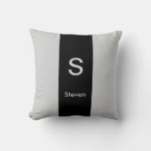 モノグラムツートーンモダンブラックとグレー クッション (正面)