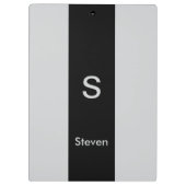 モノグラムツートーンモダンブラックとグレー クリップボード (裏面)