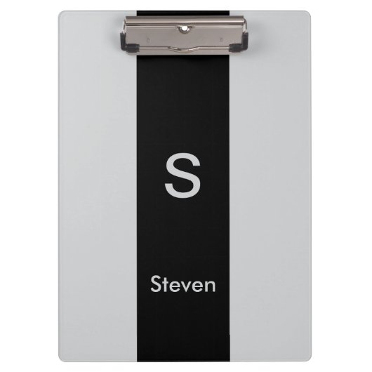 モノグラムツートーンモダンブラックとグレー クリップボード (正面)