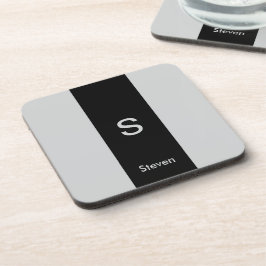 モノグラムツートーンモダンブラックとグレー コースター