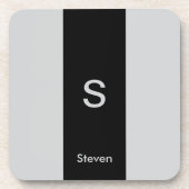 モノグラムツートーンモダンブラックとグレー コースター (正面)