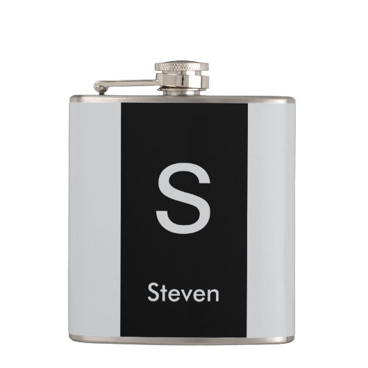 モノグラムツートーンモダンブラックとグレー フラスク (正面)