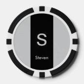 モノグラムツートーンモダンブラックとグレー ポーカーチップ (正面)