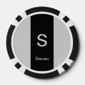 モノグラムツートーンモダンブラックとグレー ポーカーチップ (裏面)