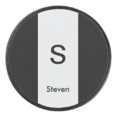 モノグラムツートーンモダンブラックとライトグレー アイスホッケーパック (正面)