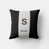 モノグラムツートーンモダンブラックとライトグレー クッション (裏面)