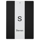 モノグラムツートーンモダンブラックとライトグレー クリップボード (裏面)