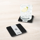 モノグラムツートーンモダンブラックとライトグレー コースター (右側)