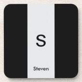 モノグラムツートーンモダンブラックとライトグレー コースター (正面)