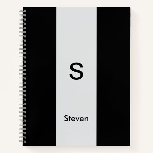 モノグラムツートーンモダンブラックとライトグレー ノートブック (正面)