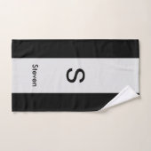 モノグラムツートーンモダンブラックとライトグレー バスタオルセット (ハンドタオル)