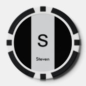 モノグラムツートーンモダンブラックとライトグレー ポーカーチップ (正面)