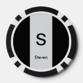 モノグラムツートーンモダンブラックとライトグレー ポーカーチップ (裏面)