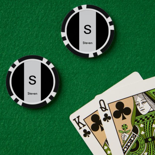 モノグラムツートーンモダンブラックとライトグレー ポーカーチップ (ポーカーテーブル (ダブル))