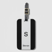 モノグラムツートーンモダンブラックとライトグレー ラゲッジタグ (正面縦)