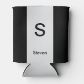 モノグラムツートーンモダンブラックとライトグレー 缶クーラー (正面)