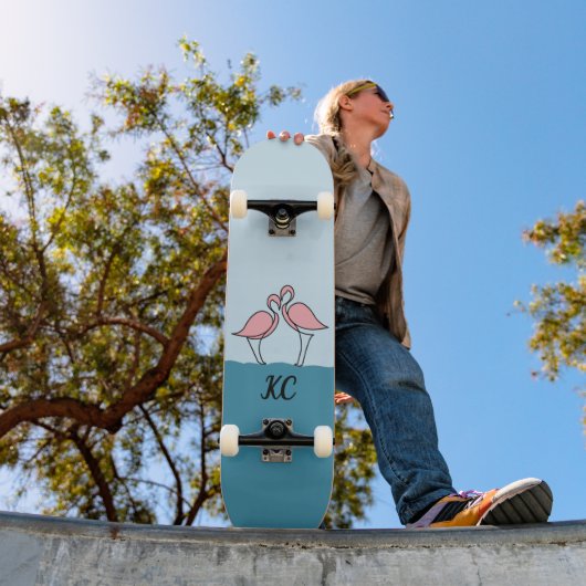 モノグラムツーピンクフラミンゴスオンザウォーター引用文 スケートボード (室外1)