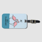 モノグラムツーピンクフラミンゴスオンザウォーター引用文 ラゲッジタグ (正面横)