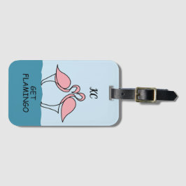 モノグラムツーピンクフラミンゴスオンザウォーター引用文 ラゲッジタグ