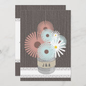 モノグラムティンカンピーチ&ブルーデイジー 招待状 (正面/裏面)