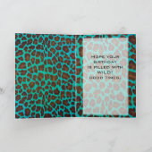 モノグラムティール(緑がかった色)およびブラウンヒョウ カード (内部)