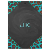 モノグラムティール(緑がかった色)およびブラウンヒョウ クリップボード (裏面)