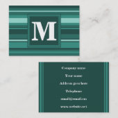 モノグラムティール（緑がかった色）ストライプ 名刺 (正面/裏面)