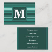 モノグラムティール（緑がかった色）ストライプ 名刺 (正面/裏面)
