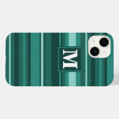 モノグラムティール(緑がかった色)ストライプ Case-Mate iPhoneケース (裏面 (横))